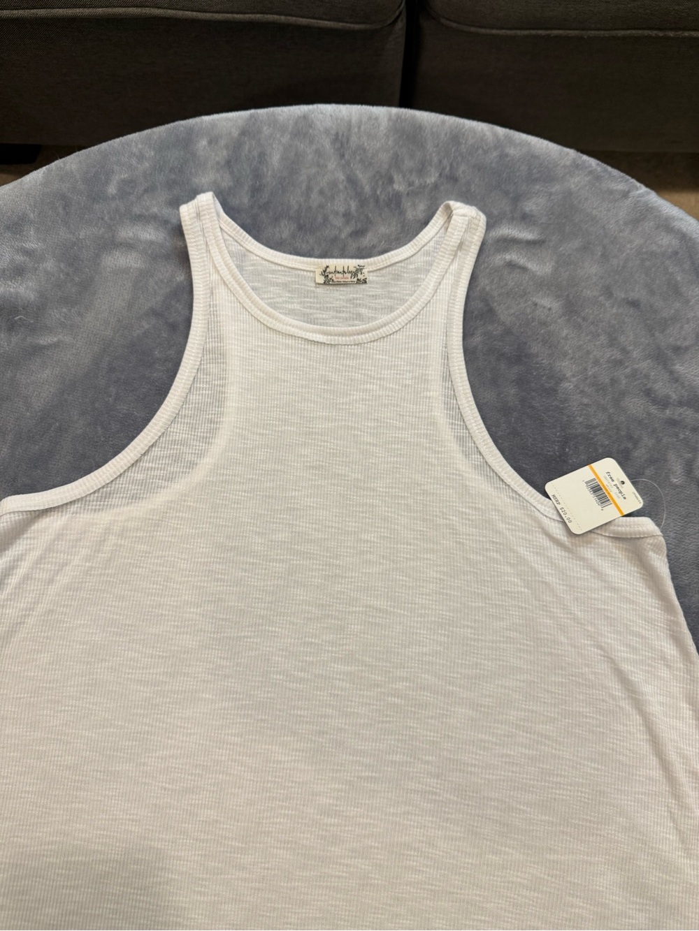 Free People White Ribbed Racerback Tank Top - Picture 4 of 6